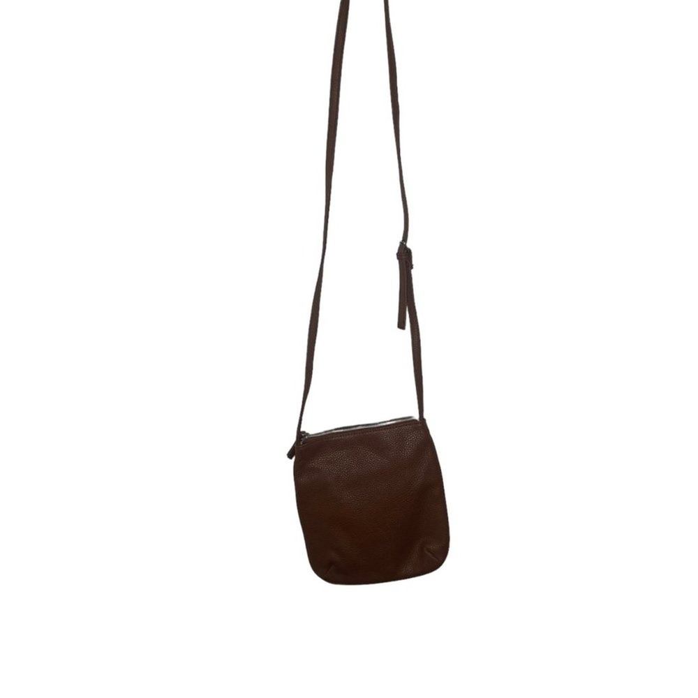 Kenneth Cole Reaction Brown Pebbled Faux Leather Crossbody Bag Silver Hardware